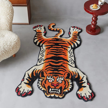 VIKAMA Domineering Tiger Plush Non-slip Floor Mat Carpet Household Multi-scene Applicable Living Room Bedroom Kitchen Bedside