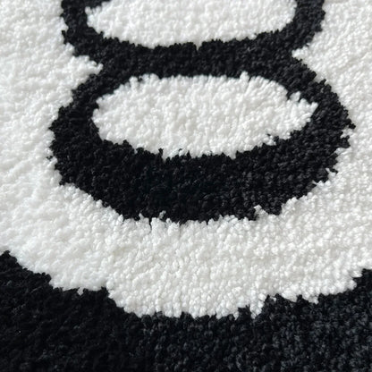 Black Billiards Plush 8 Ball Rug Creative Soft Anti-slip Carpet Round Skin Friendly 8 Ball Mat Hoom Decor