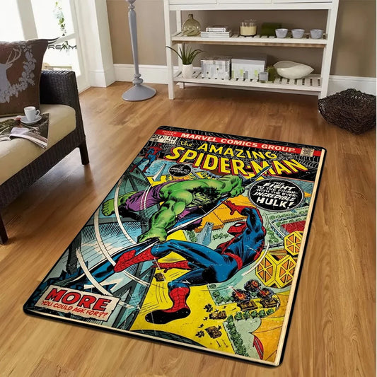 MINISO Vintage Comics Superhero Marvel Spiderman Carpet for Living Room Decor Bedroom Nonslip Mats Soft Floor Mat Welcome Rug