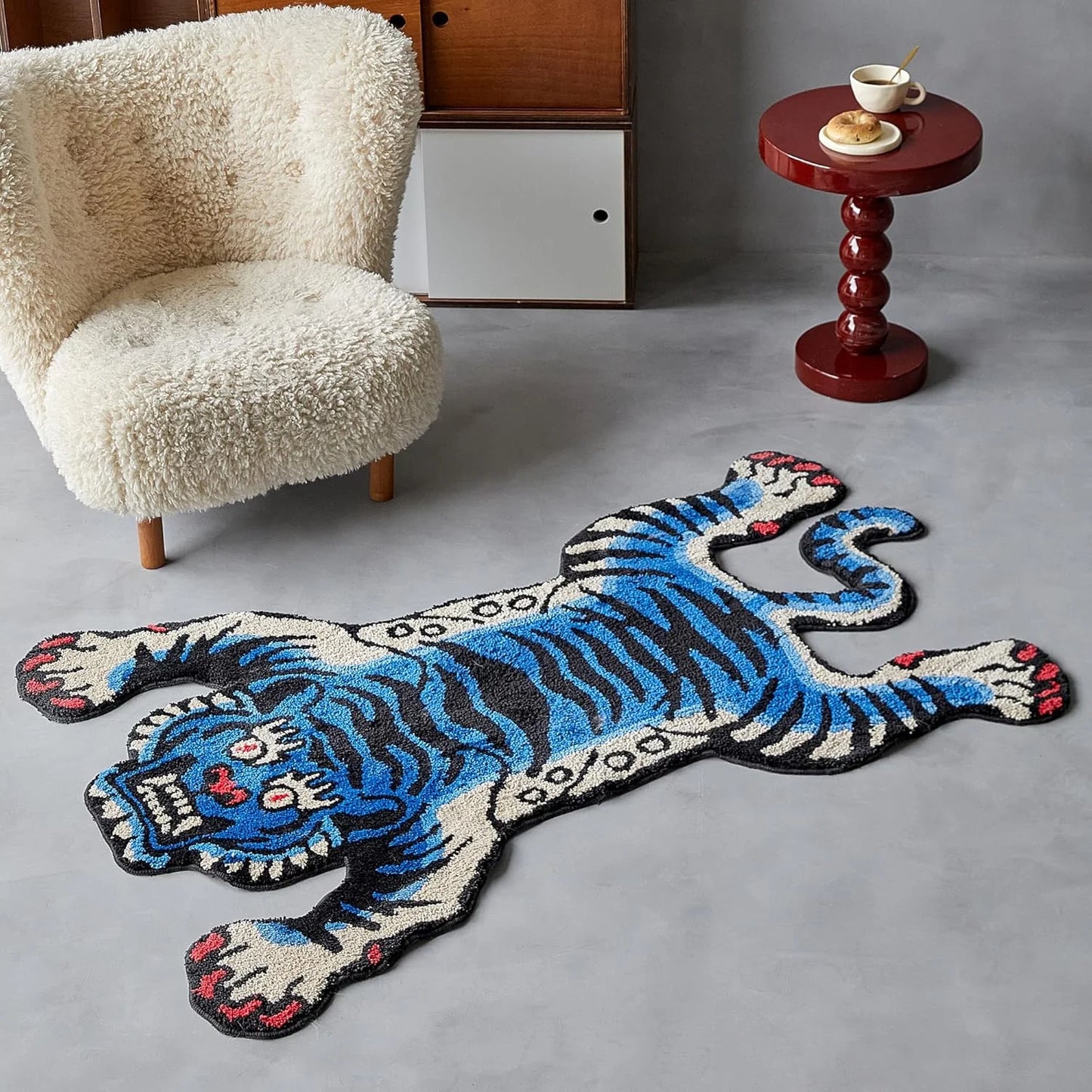 VIKAMA Domineering Tiger Plush Non-slip Floor Mat Carpet Household Multi-scene Applicable Living Room Bedroom Kitchen Bedside