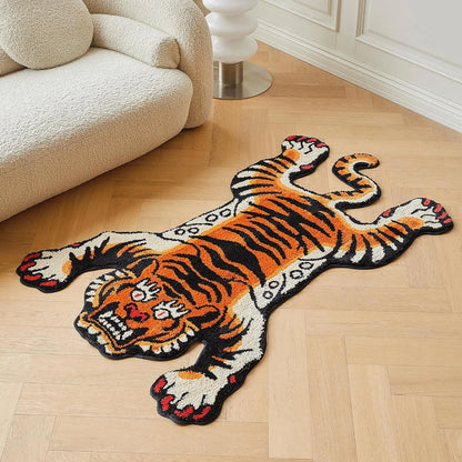 VIKAMA Domineering Tiger Plush Non-slip Floor Mat Carpet Household Multi-scene Applicable Living Room Bedroom Kitchen Bedside